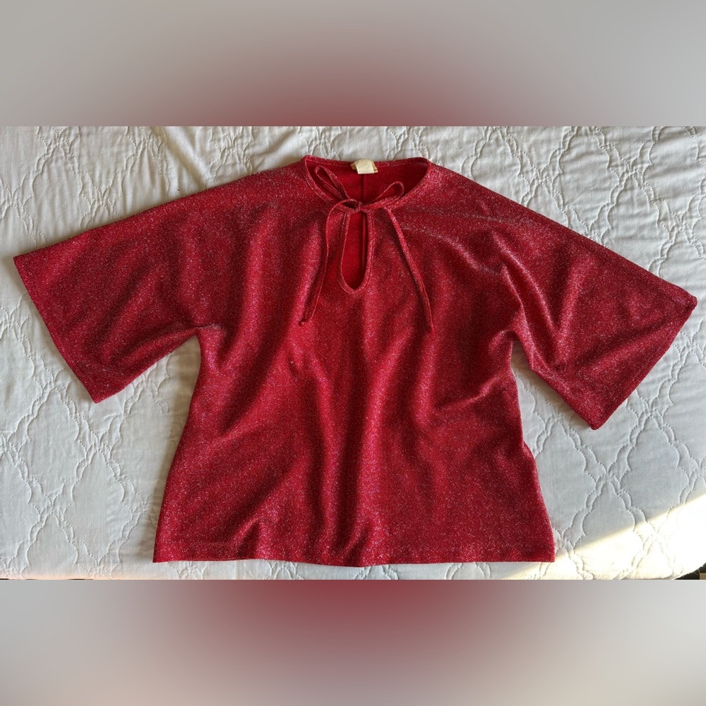 VINTAGE 1970’s A Little More Sparkle Shimmer Red Top size XL